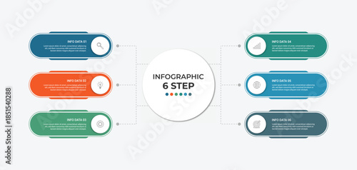 Vector infographic label design with circle infographic template design and 4-5-6 options or steps. Can be used for process diagram, presentations, workflow layout, banner, flow chart, info graph