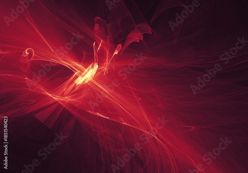 Canvas Print Radiant scarlet phoenix bursting from the horizon, sweeping wings of light stret