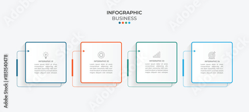 Business Infographic design template Vector with icons and 4 four options or steps. Can be used for process diagram, presentations, workflow layout, banner, flow chart, info graph
