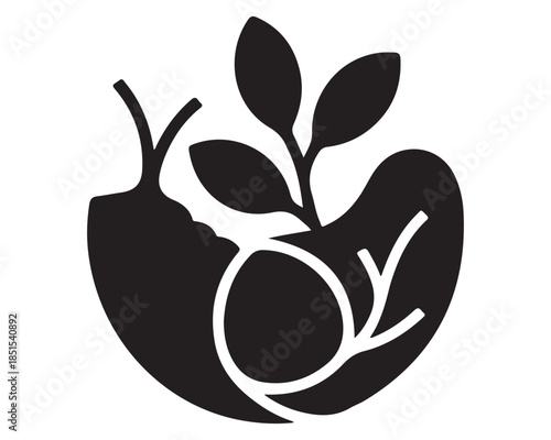 black olives with leaves,vector illustration of an apple tree