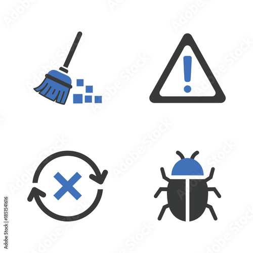 System UI Icons for Cache Clear Error Reset and Bug Fix