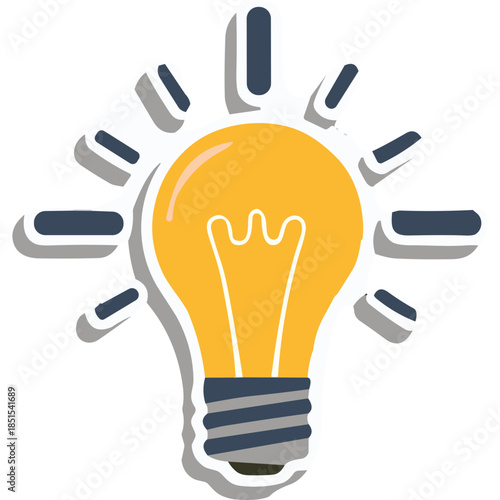 Illuminated Light Bulb Icon for Ideas and Innovation