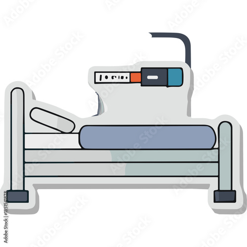 Hospital Bed with Monitor Icon Illustration