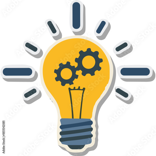 Idea Bulb with Gears: Innovation and Problem Solving Icon