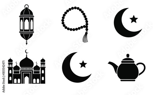 Ramadan kareem islamic symbols and icons