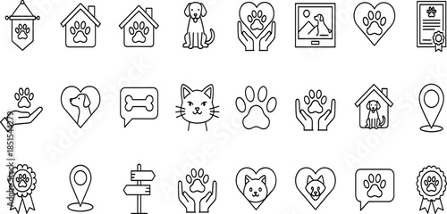 Set of twenty eight vector line icons depicting balance justice harmony mental health stability and ethical concepts for global business use.