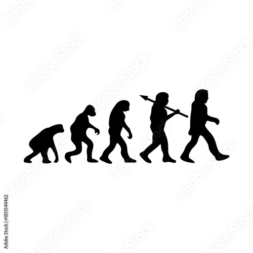 Human Evolution Silhouette From Ape to Modern Man