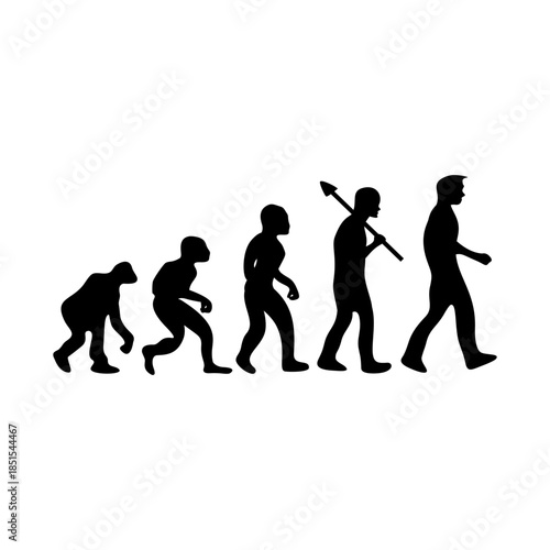 Human Evolution Silhouette From Ape to Modern Man