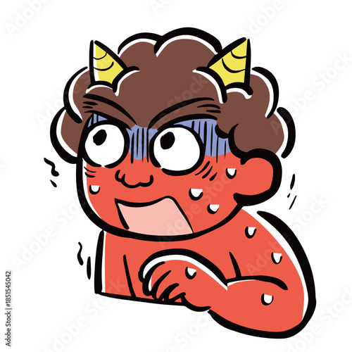 恐怖で震える鬼　上半身