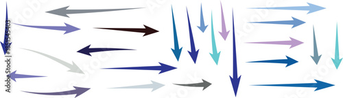 Collection of colorful arrows pointing in various directions on a white background