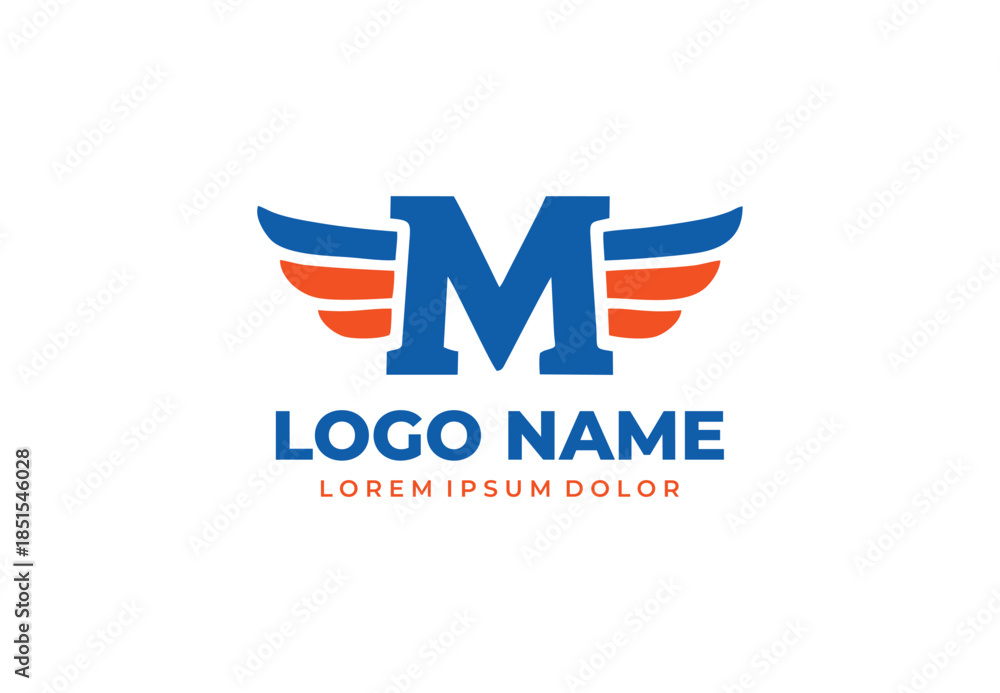 Fototapeta premium Letter M wing concept logo design for your branding and identity