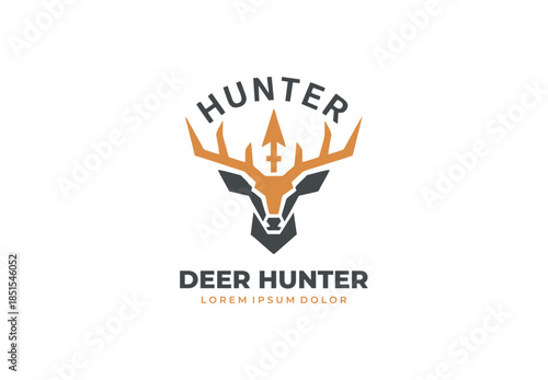 Deer hunter concept logo design for your branding and identity