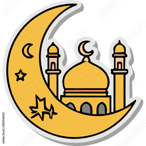 Islamic Crescent Moon Mosque Icon Sticker