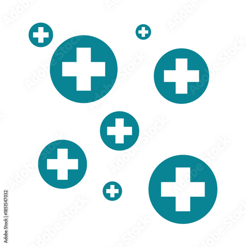 Medical Cross Icon with Healthcare Plus Symbols