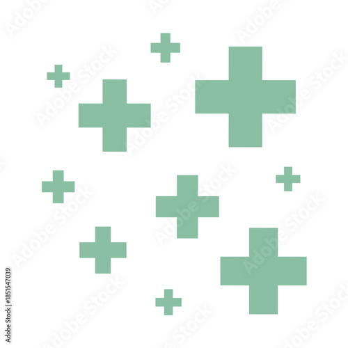 Medical Cross Icon with Healthcare Plus Symbols