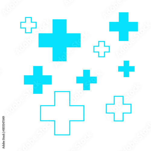Medical Cross Icon with Healthcare Plus Symbols
