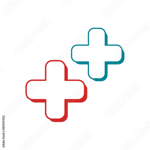 Medical Cross Icon with Healthcare Plus Symbols