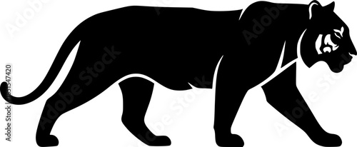 Simple Design of Silhouette vector of Tiger Walking Vector