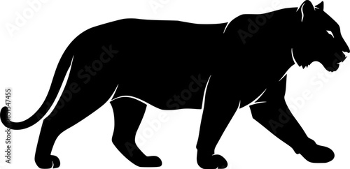 Simple Design of Silhouette vector of Tiger Walking Vector