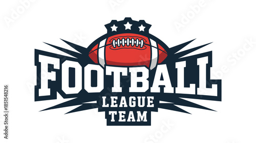 A dynamic Football League Team logo prominently features a red football with stars above