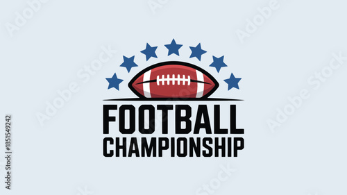 An American football championship logo featuring a red ball with white laces and an arc of blue stars