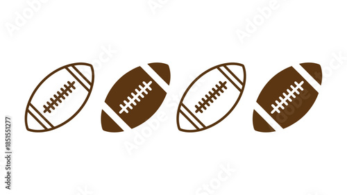 Silhouettes of three American football players in various action poses wearing full uniforms and helmets