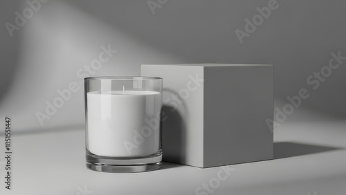 Minimalist White Candle Mockup Product Display Still Life