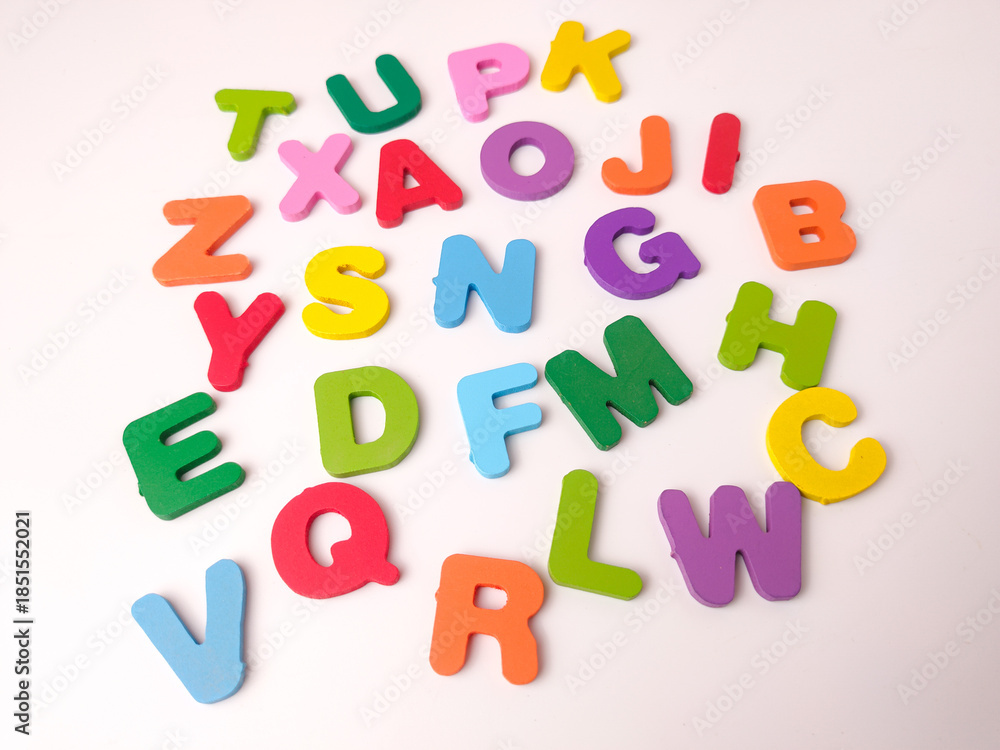 Naklejka premium Colorful wooden alphabet letters