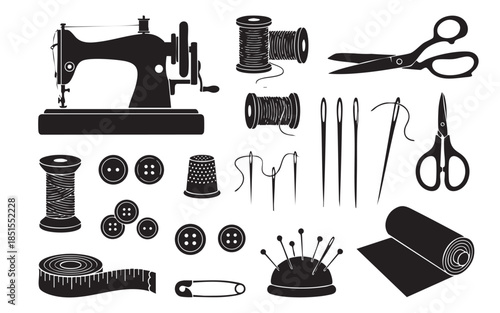 Sewing and Tailoring Equipment Silhouettes