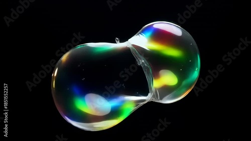Soap Bubbles Merging and Floating in Air.