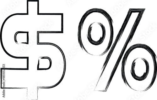 Discount or percentage off symbol with dollar sign