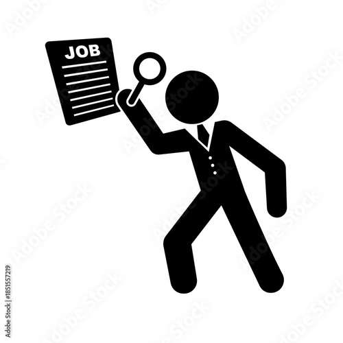 Job searching businessman silhouette icon. Vector.
