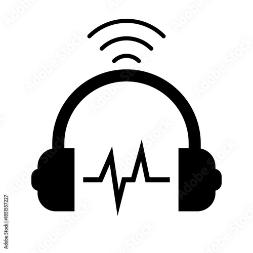 Music streaming headphone silhouette icon. Vector.