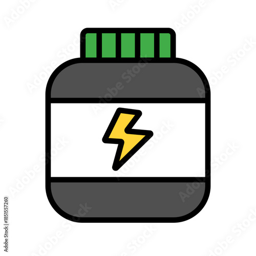 Energy Boosting Protein Supplement Bottle icon. Vector.