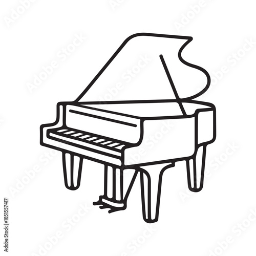 line art of grand piano vector