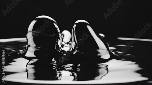 Water Splashing on Black Background Slow Motion.