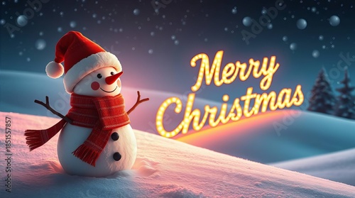 christmas card with snowman