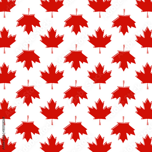 Canadian Maple Leaf Pattern, Seamless Vector for Fall and Canada Day Design, Patriotic Background for Apparel, Souvenirs and Party Decor