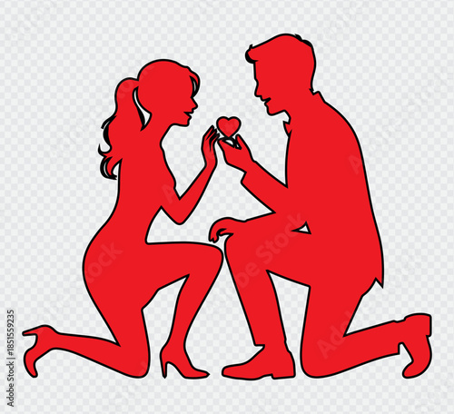 Silhouette Proposal: A moment frozen in time, the silhouette captures the raw emotion of a marriage proposal, with one partner kneeling and offering a ring to their beloved