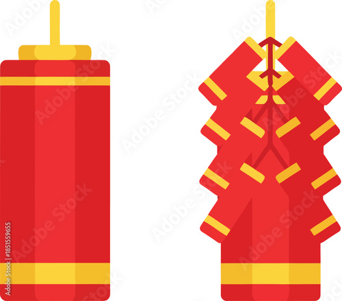 Vibrant Lunar Chinese New Year Celebration with Firecrackers and Traditional Clothing