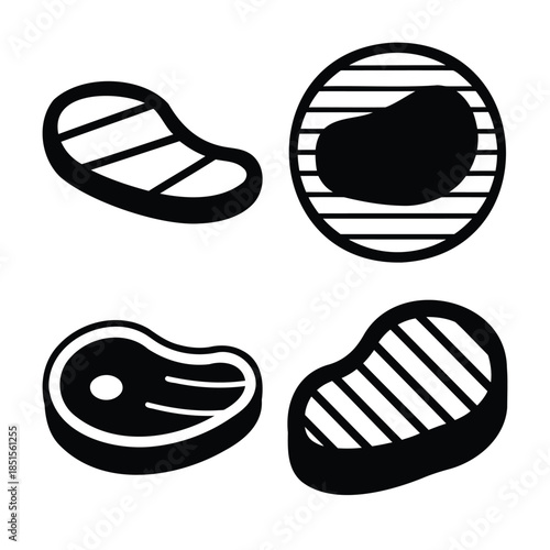 Meat steak and grill icons set, barbecue food graphic symbol