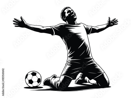 Soccer Player Celebration Silhouette – Football Victory Pose Illustration
