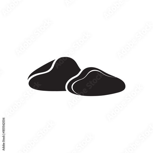 Two black stone silhouette vector flat illustration design