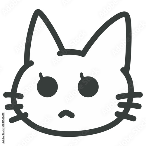 ぼんやりと遠くを見つめる可愛い猫のイラスト