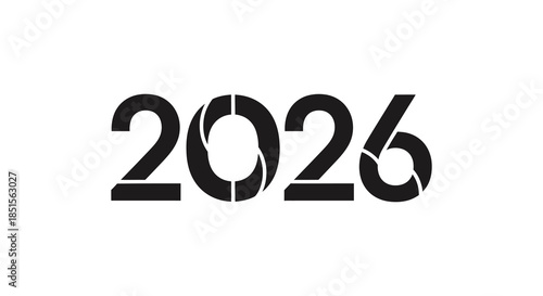 Bold black graphic design featuring the year 2026 prominently displayed in a modern typeface