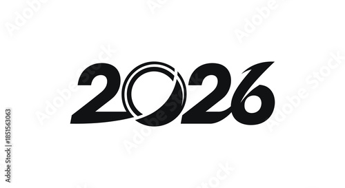 A striking black and white graphic representation of the year two thousand and twenty six is displayed