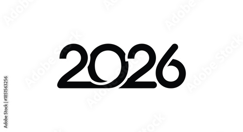 A striking visual representation of the year 2026 is prominently displayed in bold black typography