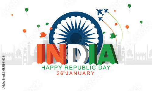 Happy republic day India 26 January celebration background