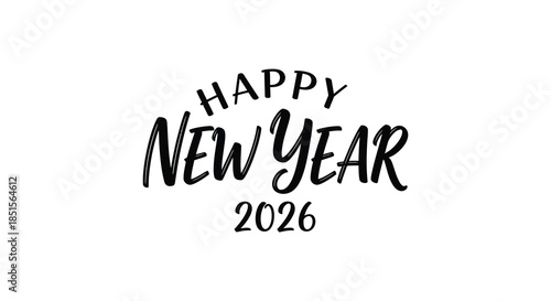 Hand lettered text displaying happy new year 2026 in a stylish modern calligraphic font design