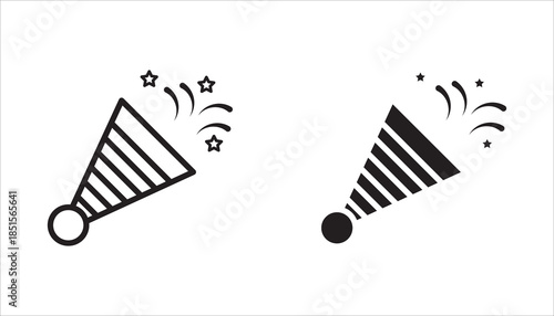 Trumpet icon set. New Year, Christmas, Stock vector collection. White background